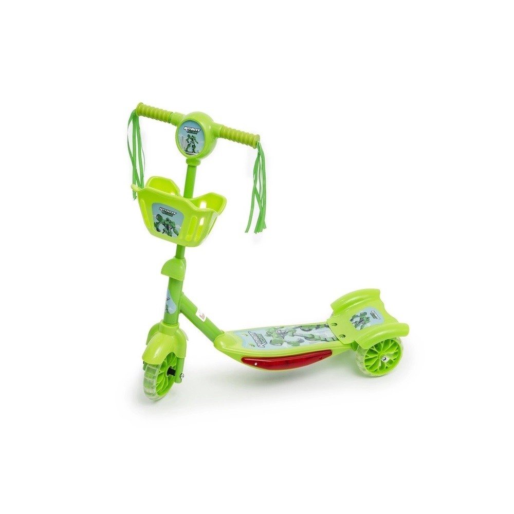 Patinete 3 Rodas Infantil Musical Com Luzes E Cesta Robot Car