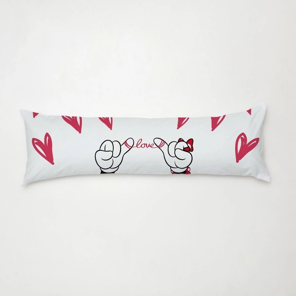 Travesseiro De Corpo Aconchego 0,90cm X 0,38cm Com Fronha Microfibra Estampado - Love
