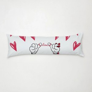 Travesseiro De Corpo Aconchego 0,90cm X 0,38cm Com Fronha Microfibra Estampado - Love