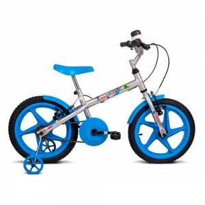 Bicicleta Infantil Aro 16 Rock Prata e Azul Verden Bikes