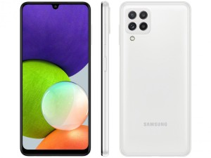 Smartphone Samsung Galaxy A22 128GB Branco 4G - 4GB RAM Tela 6,4” Câm. Quádrupla + Selfie 13MP